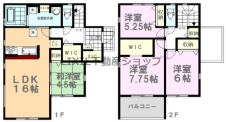  �y�Ԏ��}�z2�����@�Ԏ��}�ł��B1�K�ɂ�2�K�ɂ��E�H�[�N�C���N���[�[�b�g������̂́A�������ł���ˁB