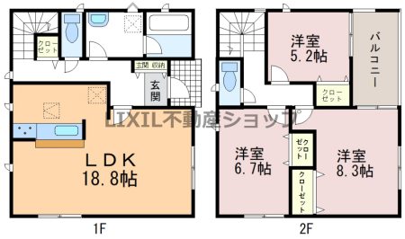  �y�Ԏ��}�z1�����@�Ԏ��}�ł��BLDK18���ȏ�ōL�X���Ă���܂��B�C���i�[�o���R�j�[�Ȃ̂ŋ}�ȉJ�ł����󕨂��G��ɂ����ł���B