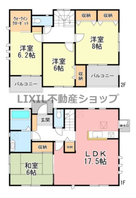  �y�Ԏ��}�z1�����@�Ԏ��}�ł��B 4LDK�ŁA�L�X�������Ƃ����܂��ILDK17.5���I