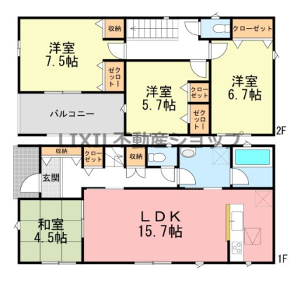  �y�Ԏ��}�z1�����@�Ԏ��}�ł��B 4LDK�ALDK15.7����e�������[�L��ł��I