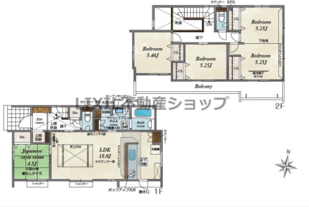  �y�Ԏ��}�z2�����@�Ԏ��}�ł� 4LDK�A�I�[���d���̌ˌ��ł��� �S�������[����܂��I