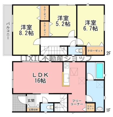  �y�Ԏ��}�z1�����@�Ԏ��}�ł��B 3LDK�̊Ԏ��ŁA�e�����ɂ͎��[���t���Ă܂��I