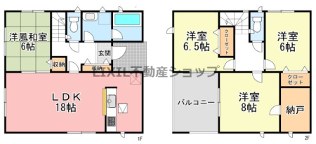  �y�Ԏ��}�z1�����@�Ԏ��}�ł��B 1�K��18��LDK�{6���a���ōL�X�Ƃ��Ă��܂��� �e�������[�t���ŁA2�K�쑤�m���ɂ͔[�˂��t���Ă���A�֗��ł���