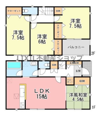  �y�Ԏ��}�z1�����@�Ԏ��}�ł��B 4LDK�̊Ԏ��ŁA�e�����͎��[���t���Ă��܂��I